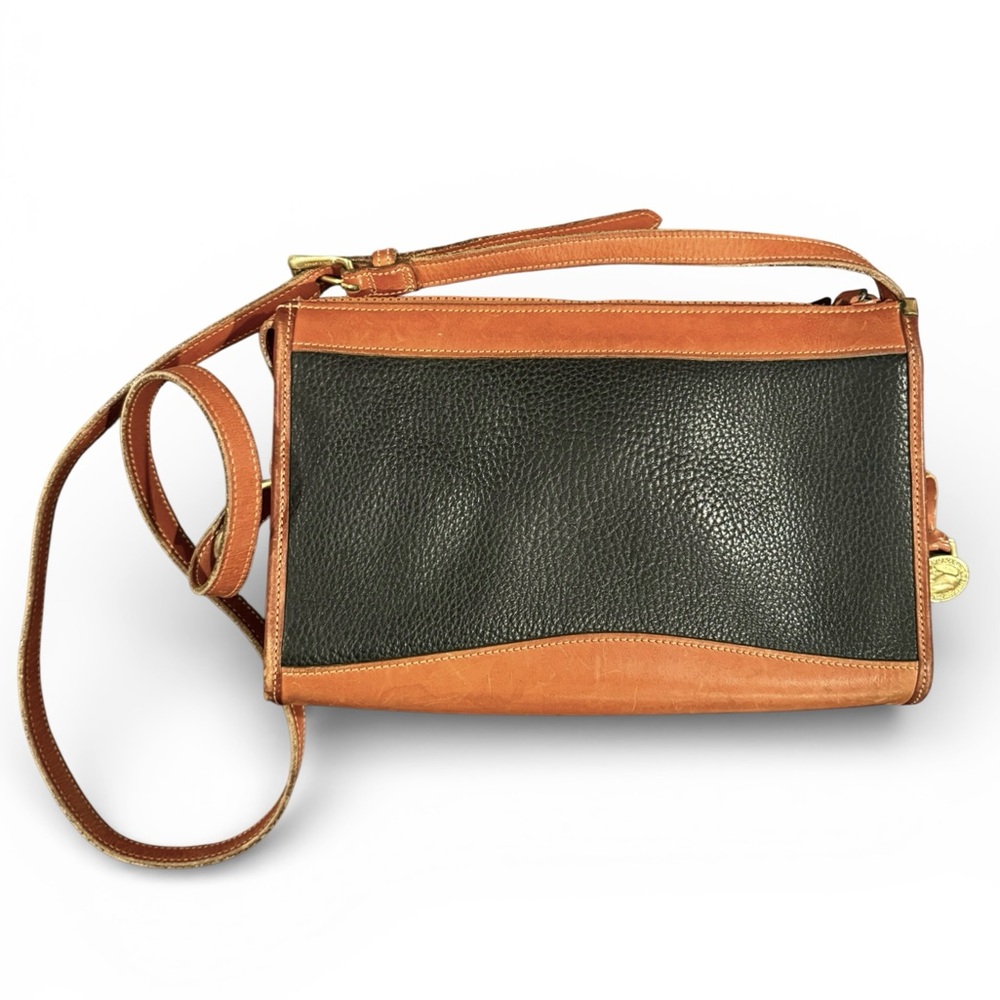 Vintage Dooney & Bourke Black and Tan All Weather Leather Handbag - Picture 2 of 10
